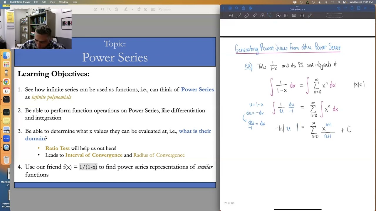 Part 2 from Class November 6, 2024: Representing 1/(1-x) with a Power Series