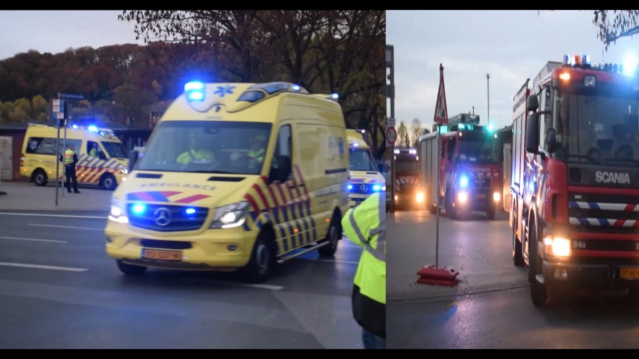 Colonnes brandweer en ambulancedienst Limburg-Zuid bij EMRIC oefening 2018 met spoed!