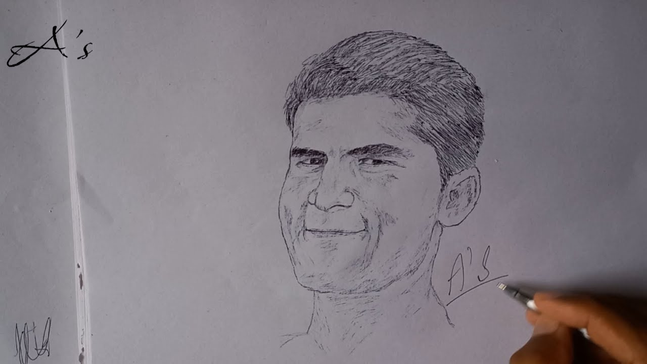 Portrait drawing of Shaheen Shah Afridi | Pakistani Bowler | Asia Cup | Sketch Drawing | A's art
