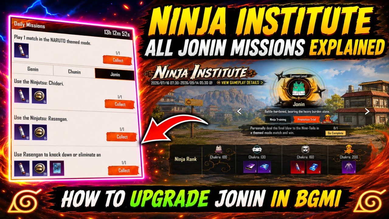 😍NINJA INSTITUTE ALL JONIN MISSIONS EXPLAINED IN BGMI | HOW TO UPGRADE CHUNIN TO JONIN