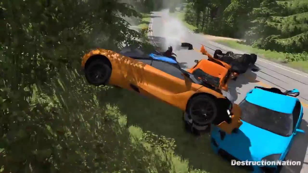 DestructionNation! Spike Strip Multi-Vehicle Pileup Crashes #11- BeamNG Drive Police Spike Strip Tes