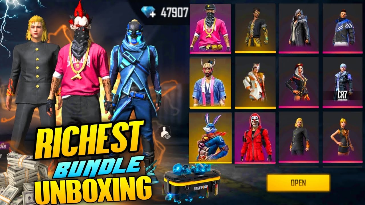 Richest Bundle Unboxing | Opening Rare Bundle - Free Fire | 100 + Bundles Unboxing Garena free Fire