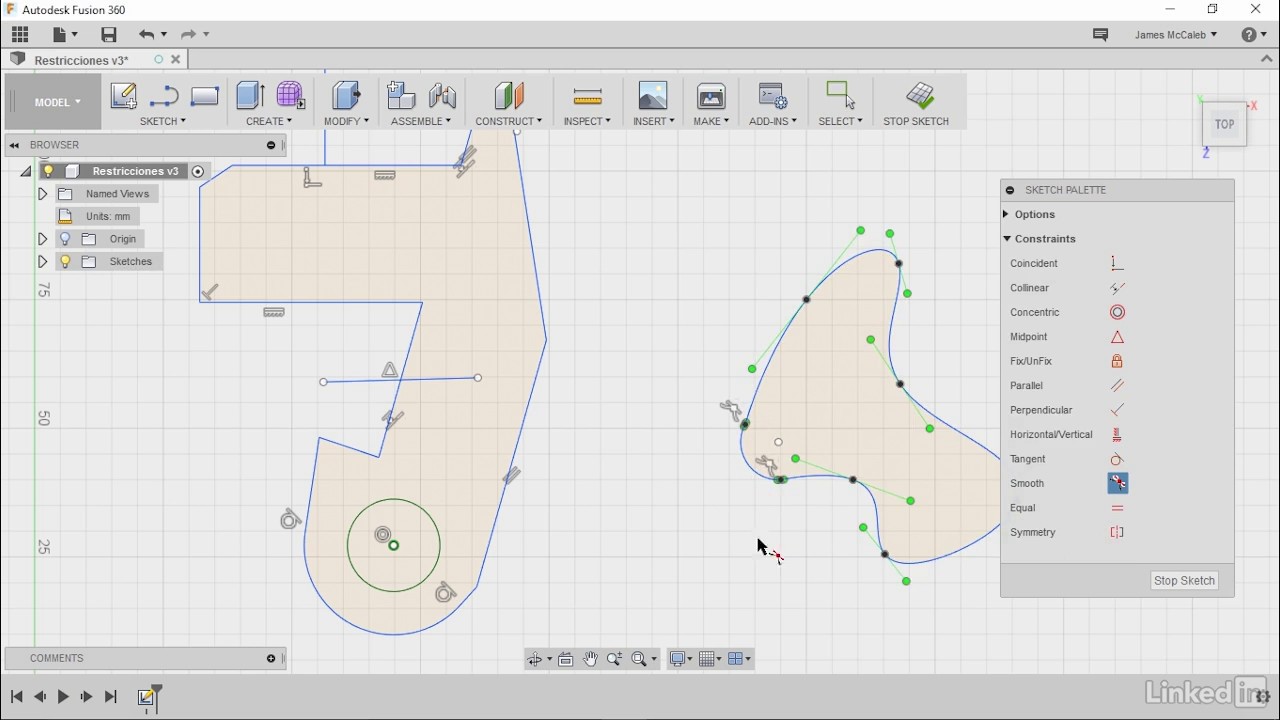 Curso de Fusion 360 (12/32) - Dimensionamiento y Restricciones en Un Boceto
