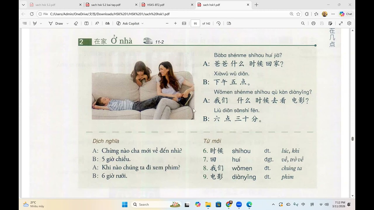 hsk 1 bài 11 và bài 12 từ mới 11032026 - tiếng Trung Hoàng Liên, thầy Thọ zalo 0977941896