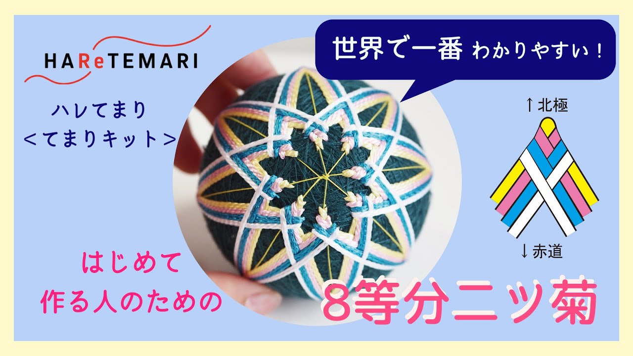 【てまり】8等分二ツ菊の刺し方／はじめて作る人のためのてまりキット　by はれてまり