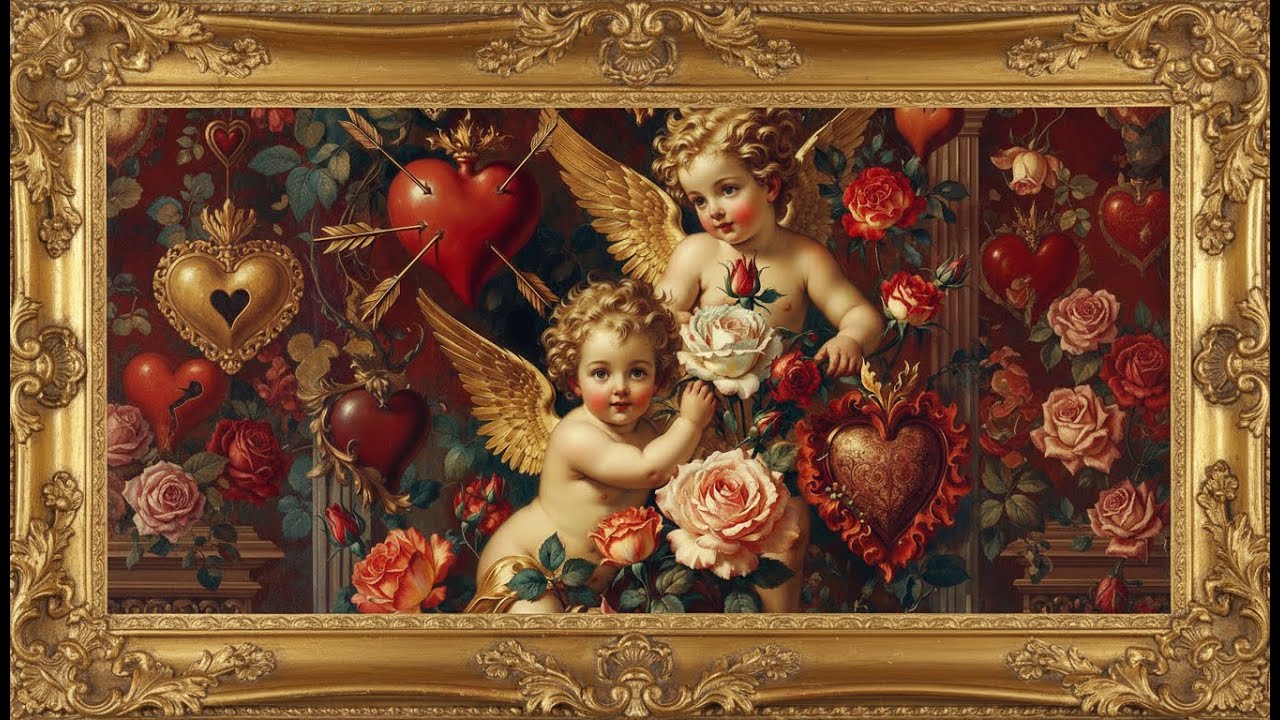 Cupid Valentine's Day Heart Screensaver | Moody | Romantic Vintage | Aesthetic Framed TV Art