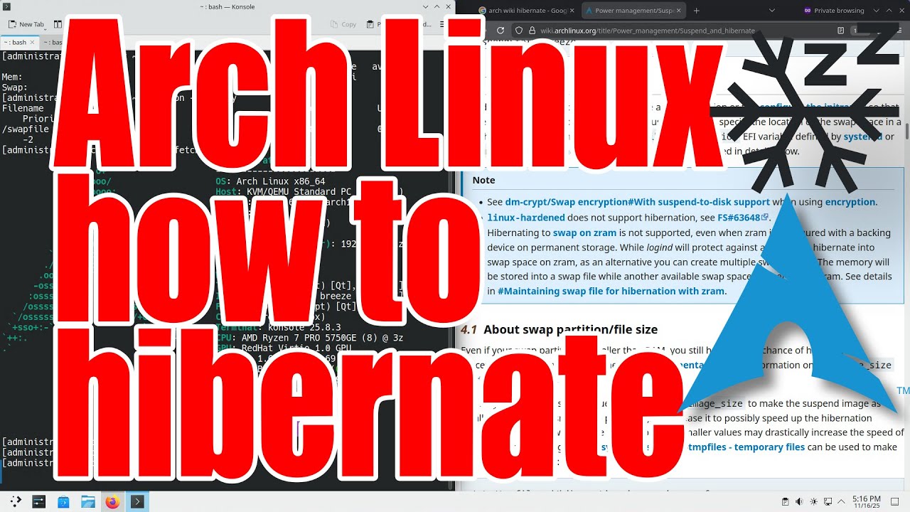 Arch Linux how to hibernate tutorial - November 2025 - 641ee041