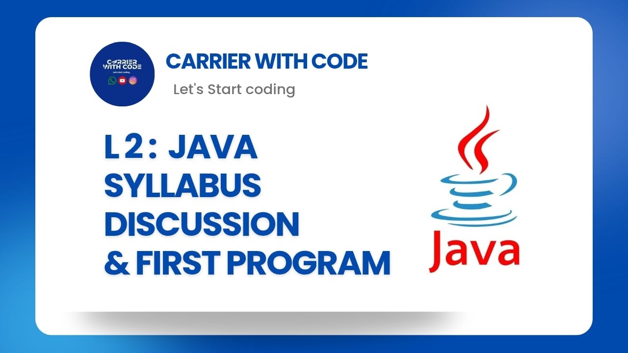 L2: Java Syllabus (Core to Advanced) + First Java Program | Complete Java Course Explained | (CWC)