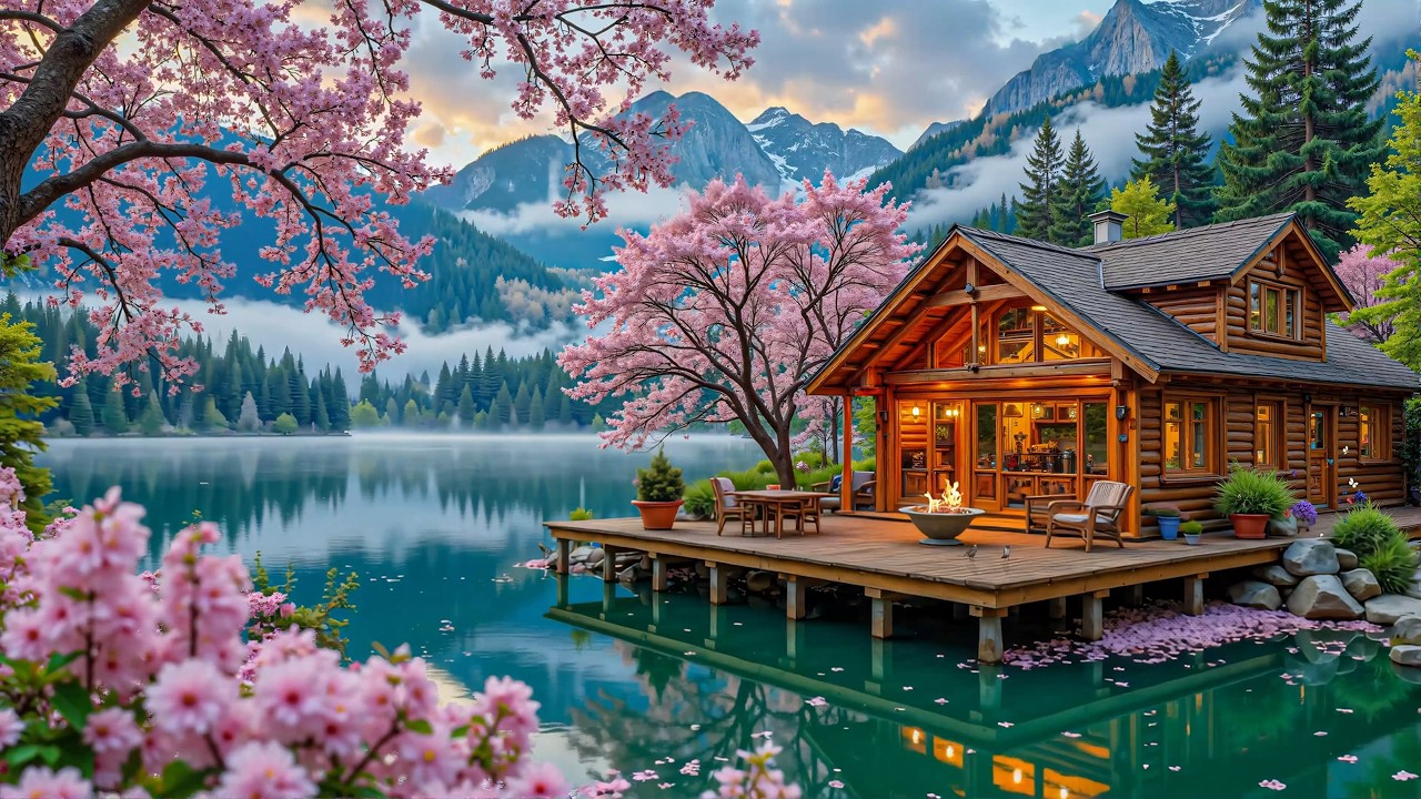 Relaxing Piano Music for Studying 🌿 Spring Morning at a Lakeside Porch