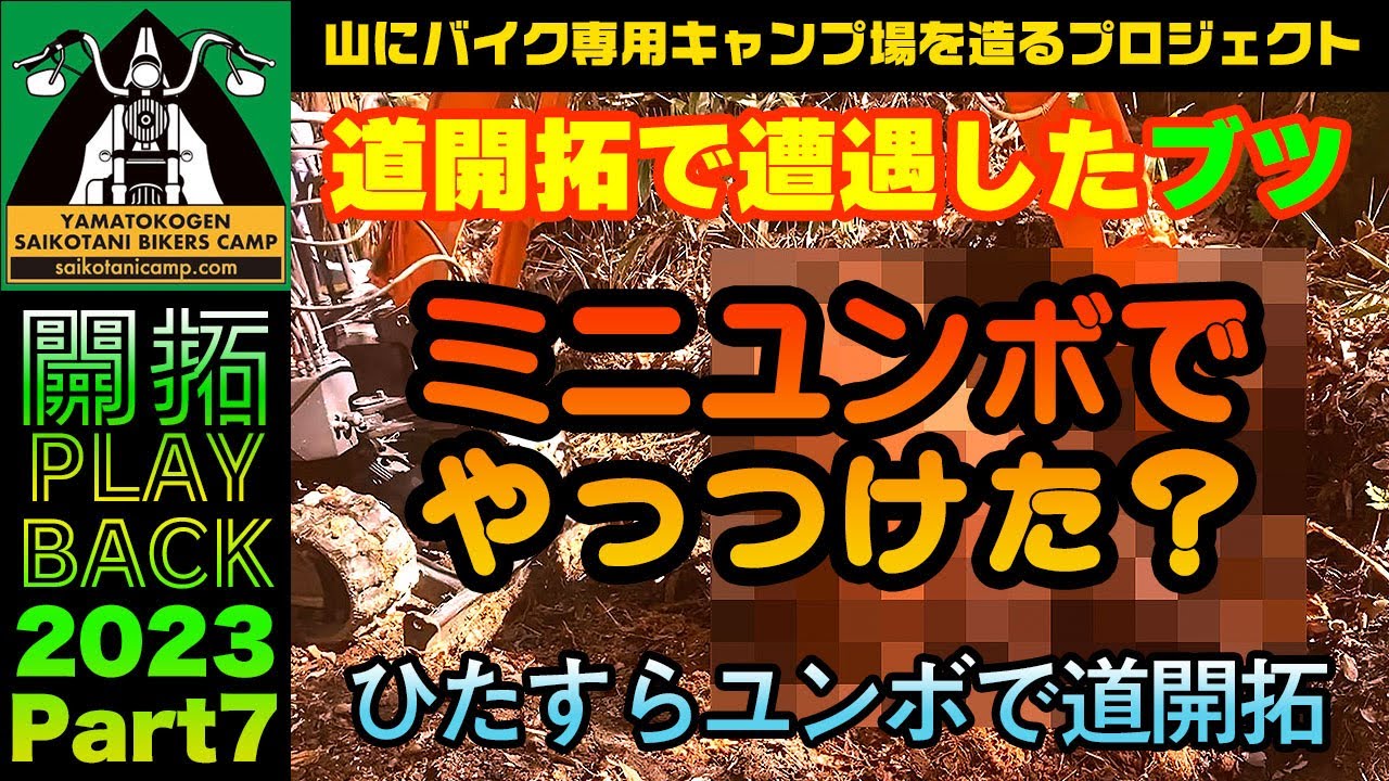 キャンプ場開拓プレイバック＃7：ひたすらユンボで道開拓で行手を阻むブツを始末するの巻 #キャンプ場作り  #ユンボ #開拓 （2023/3）