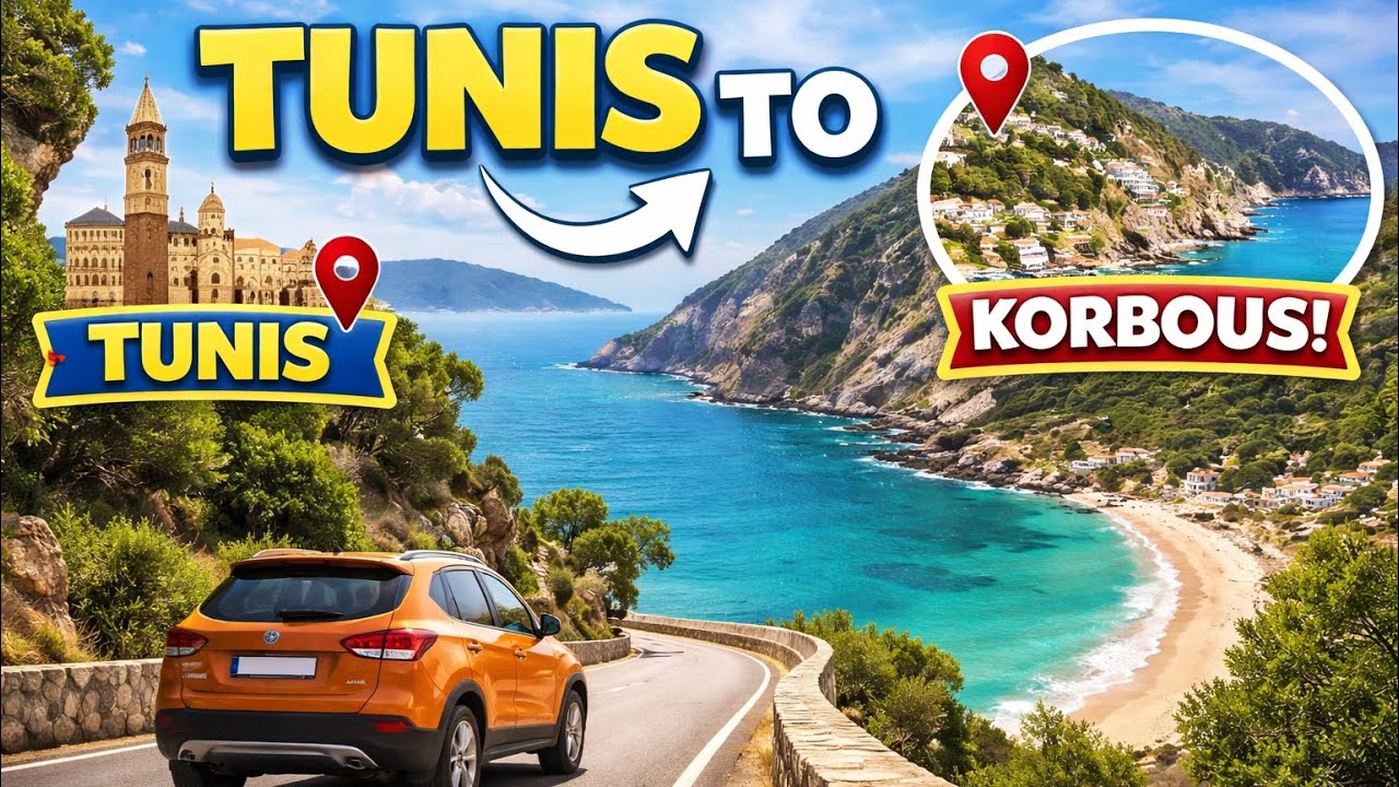 Driving in TUNISIA — From TUNIS to KORBOUS