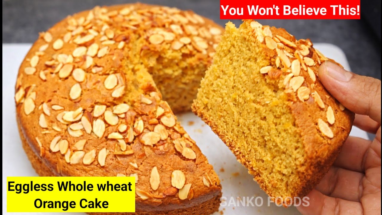 Super Soft Orange Atta Cake 🍊 | Eggless Wheat Flour Cake | No Oven No Curd | Kadai Cake