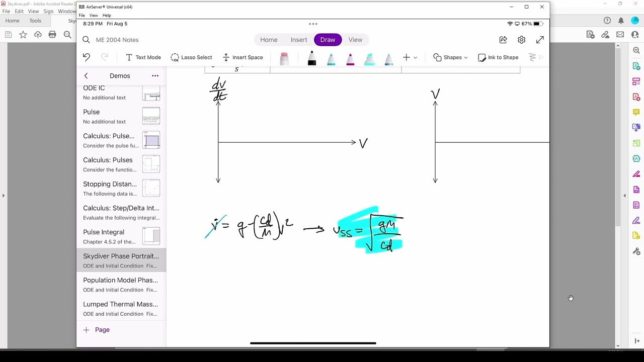 Solving 1st Order ODEs in MATLAB: Skydiver (1/2)