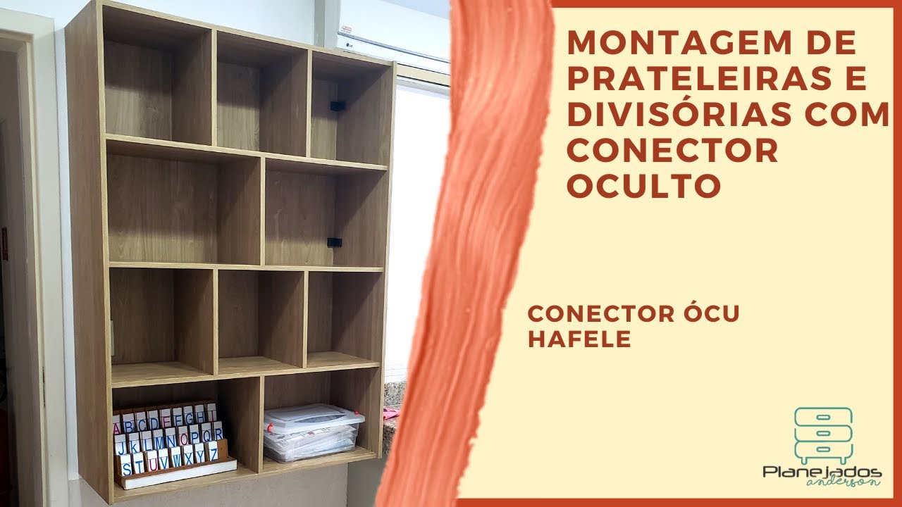 Montagem de prateleiras e divisórias com conector oculto da Hafele (Ocú)