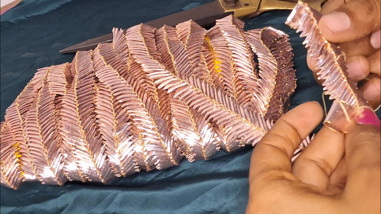 न्यू फैशन डिजाइन गोटे की लैस खुद घर पर बनाए #gotalacemekinbyhand # gota patti  lacemakingbyhand 