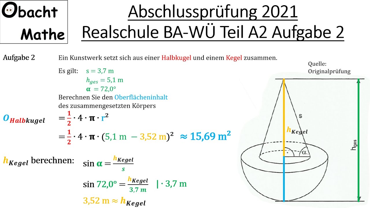 Abschlussprüfung Mathe 2021 Realschule Baden-Württemberg | TeilA2 Aufgabe2 vorgerechnet |ObachtMathe
