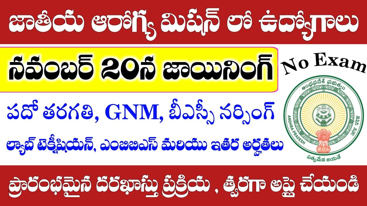 AP NHM Staff Nurse, Lab Technician, Medical Officer, Physiotherapist, Attendant Jobs