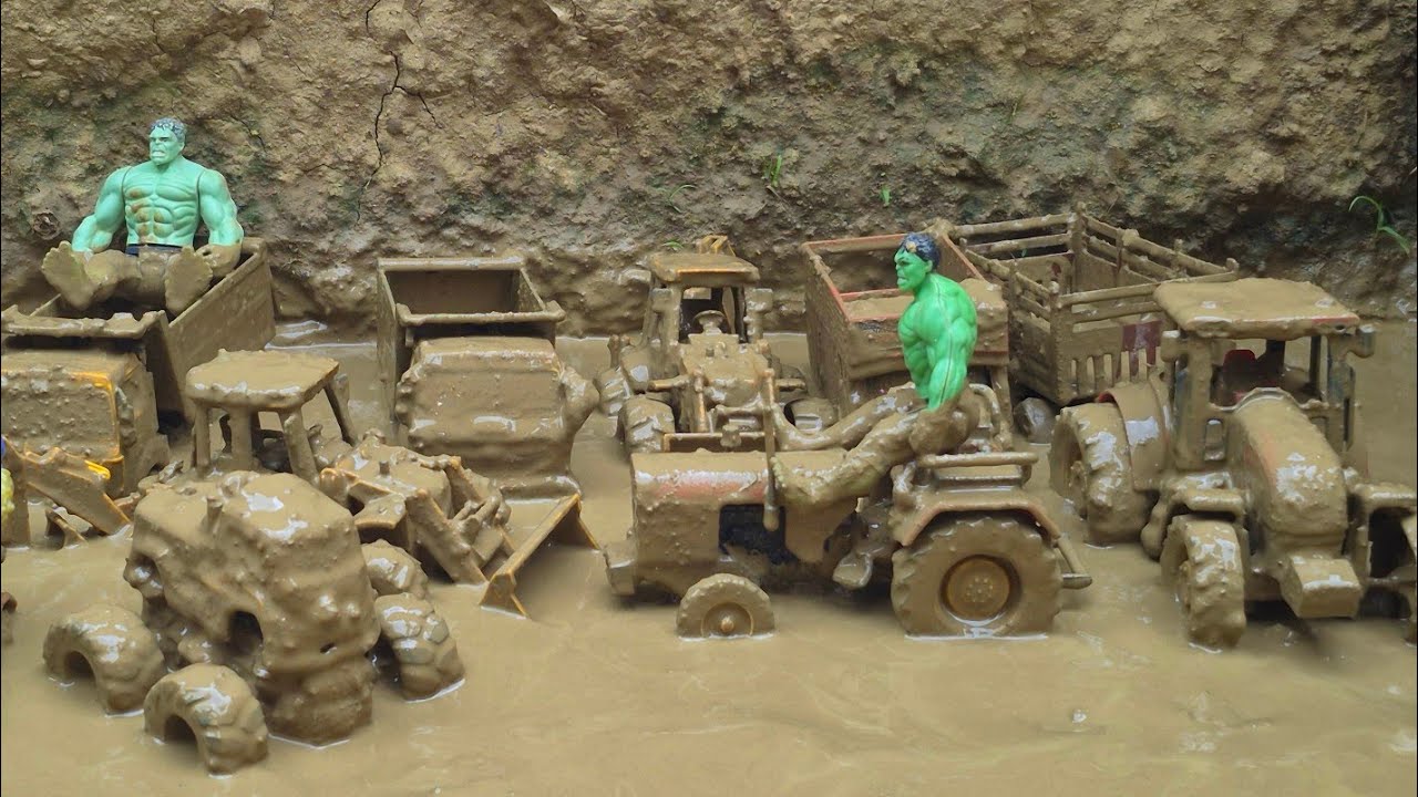 Washing Hmt Tractor , 3dx Jcb, Tipper , Tata Truck , Dumper , Auto, Cartoon Toys Video 