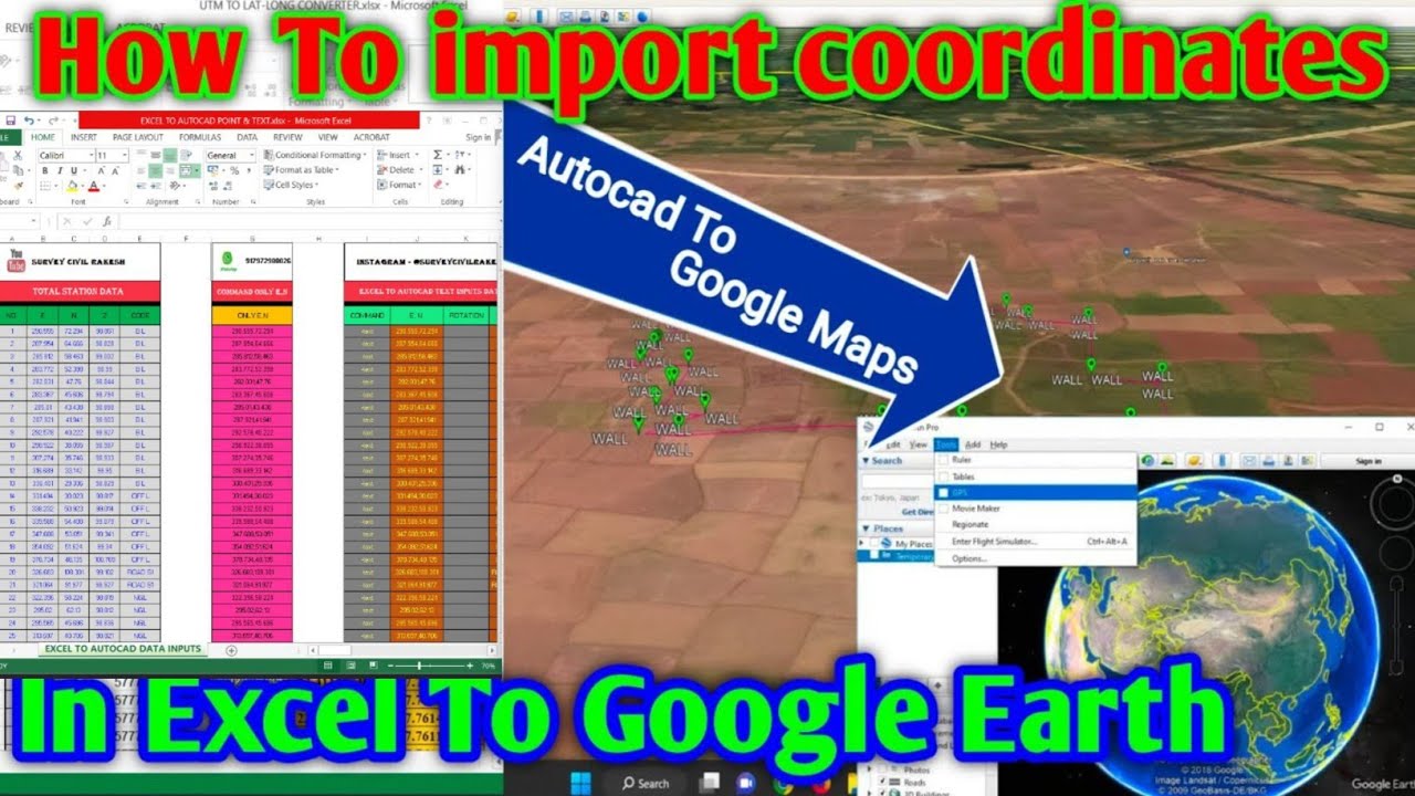 How To import coordinates in Google Earth Pro | Google Earth Pro Me Coordinate Kaise Input Karte He