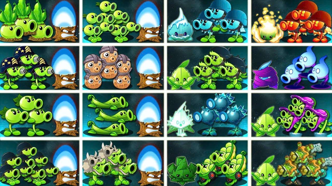 12 Pea & Support Plants Vs All Zombies - Who Will WIn? - Pvz 2 Team Plant vs Team Plant
