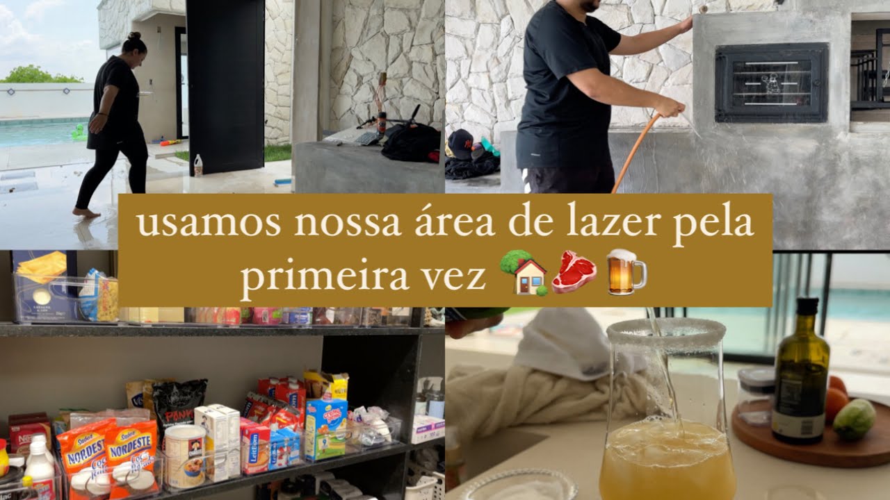 Usamos nossa área de lazer pela primeira vez 🏡 Limpamos e assamos uma carninha 🥩 | Compras do mês