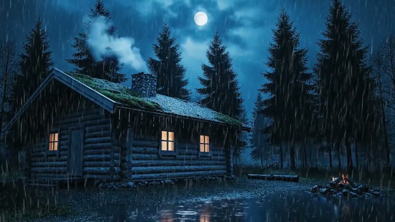 Cozy Cabin in the Rainy Forest at Night | Rain Sounds for Sleeping