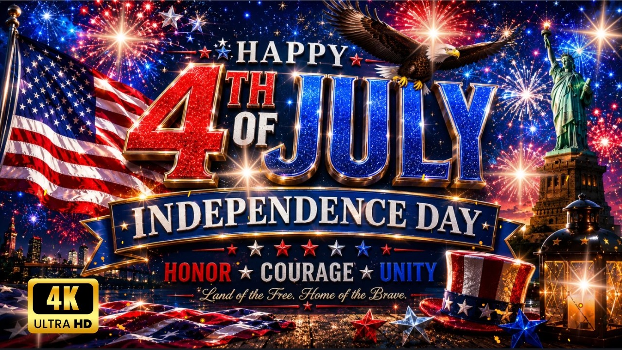 Happy 4th of July 2026 🇺🇸 | 2 Hour 4K UHD Independence Day Screensaver 🎆 Fireworks Background