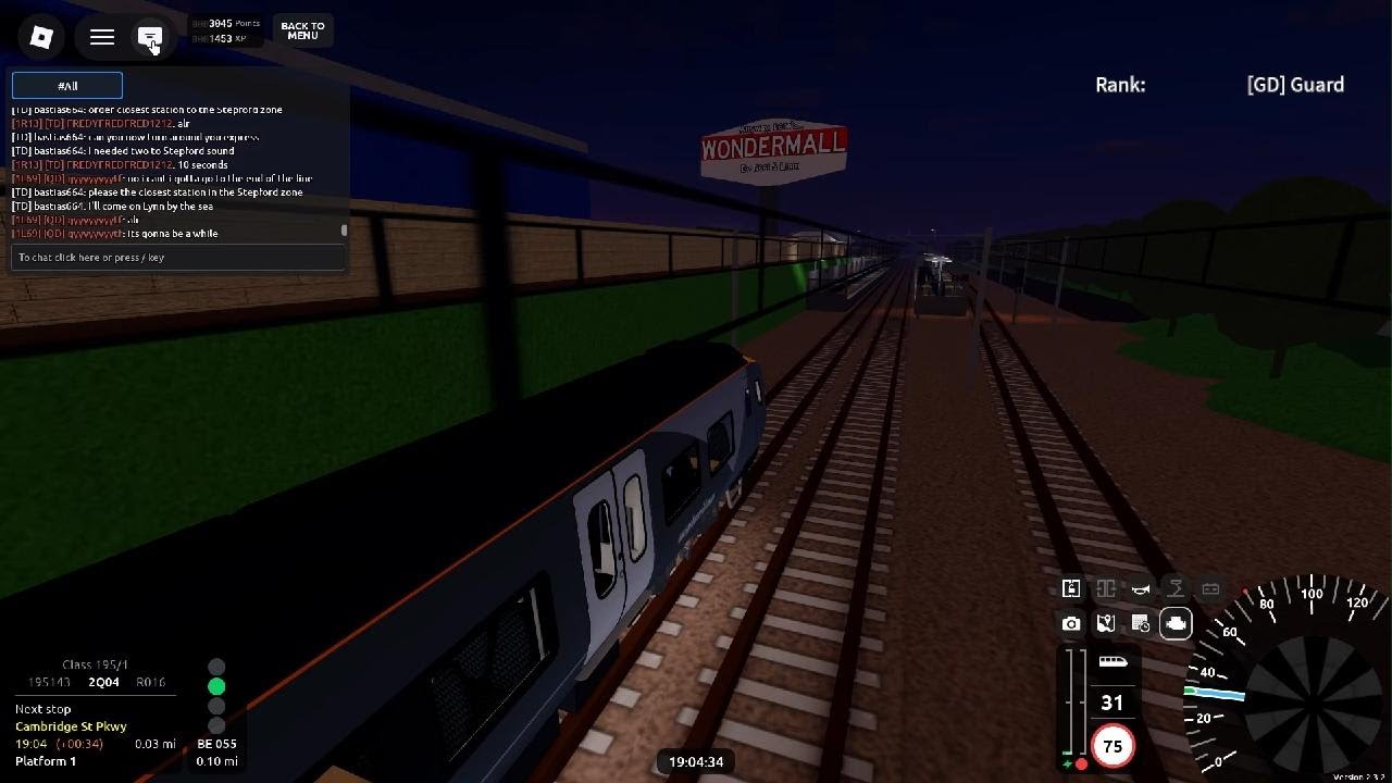 Roblox SCR v2.3.2 R016 Benton ➡️ Esterfield (Class 195/1)