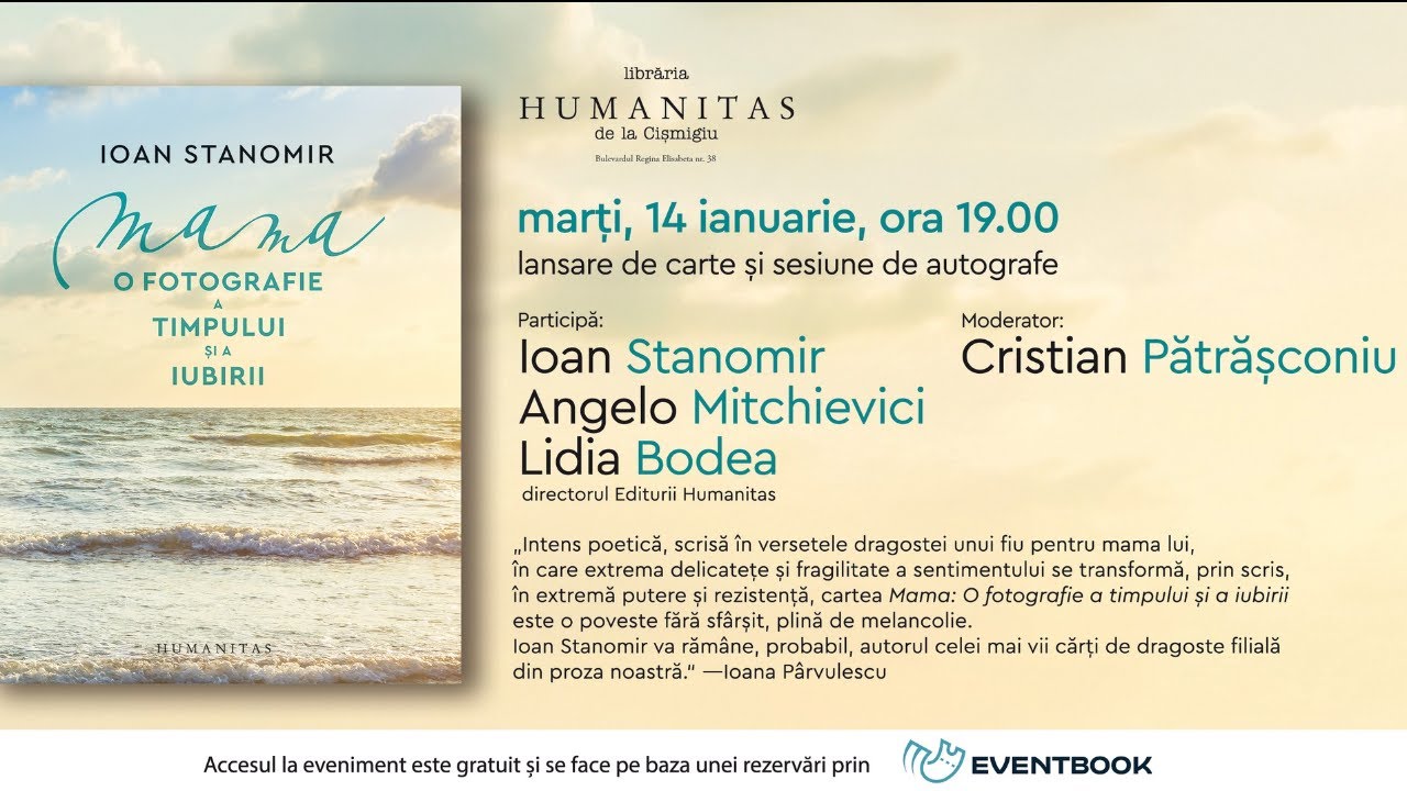 Eveniment Ioan Stanomir - lansarea volumului „Mama: O fotografie a timpului și a iubirii”
