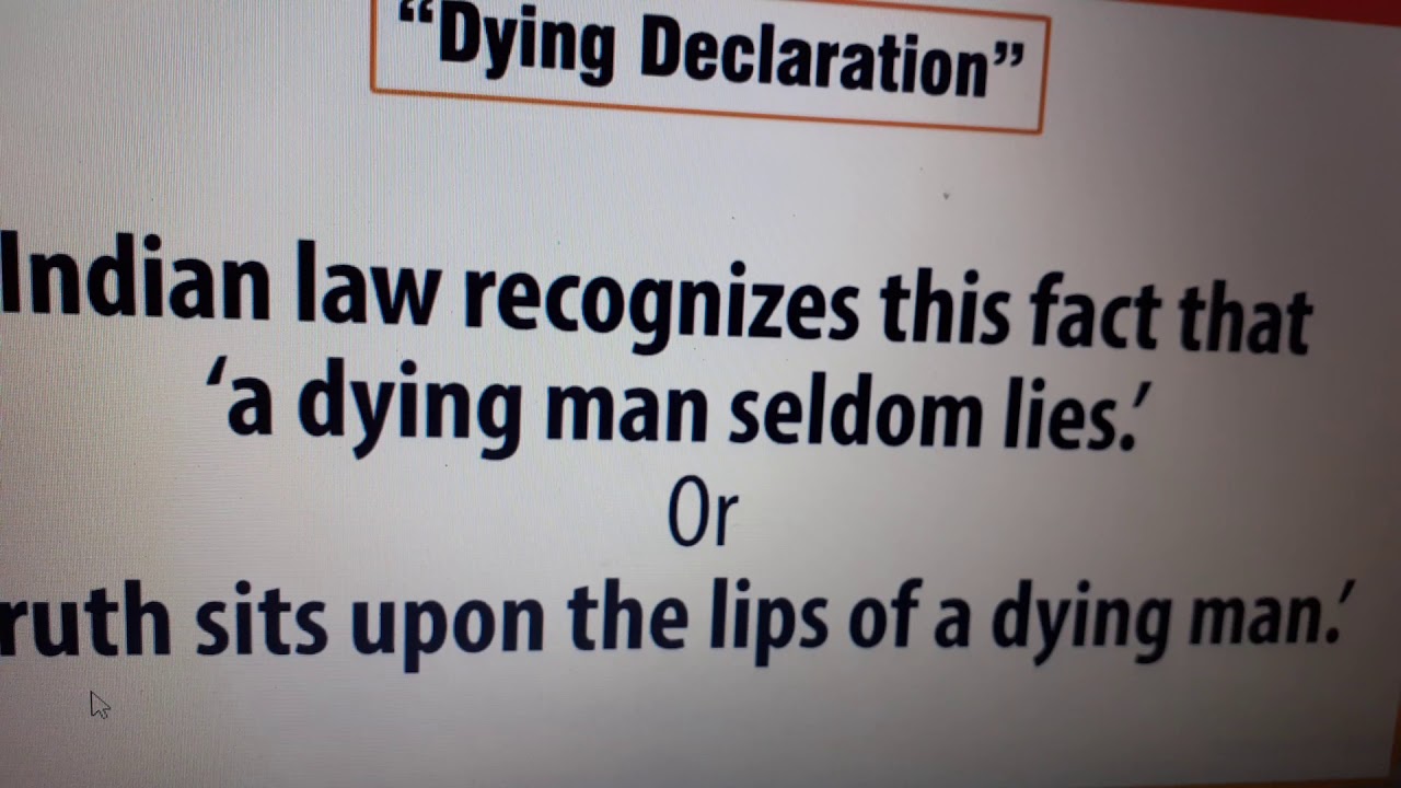 Dying Declaration IEA 1872 section 32 in hindi