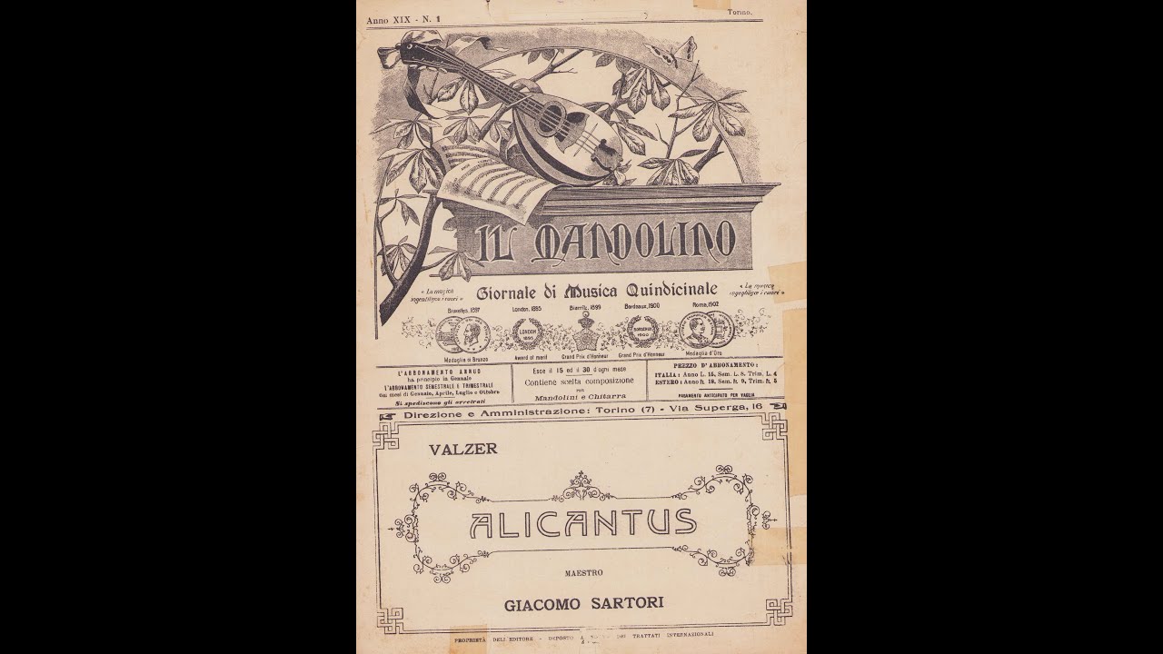 ALICANTUS, valzer da concerto per chitarra e due mandolini di Giacomo Sartori.