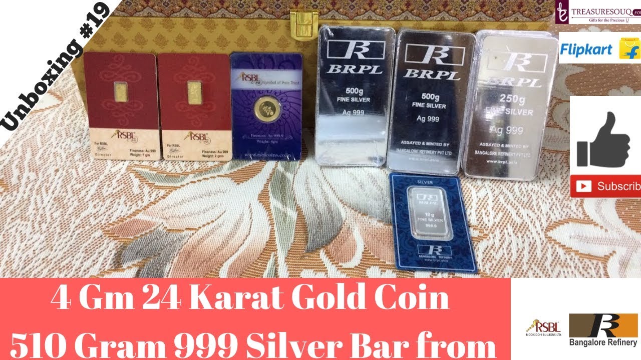 24Kt 4 Gram RSBL Gold Coin and 500 Gram BRPL Silver Bar Unboxing (India 2018) | Indian Bullionaire