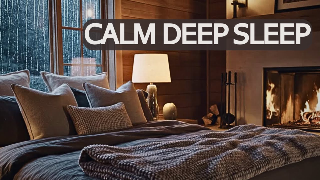 Fall Asleep Fast | 1 Hour Soft Piano & Fireplace for Calm Dreams