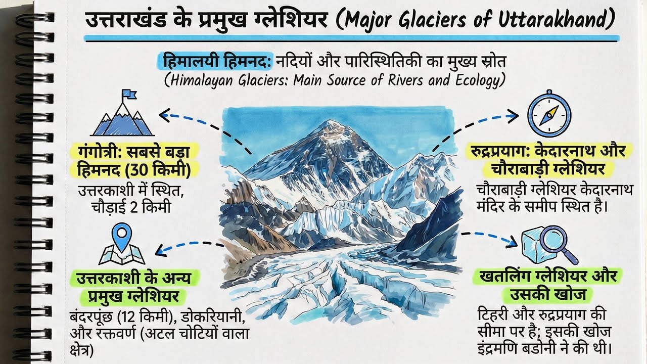 उत्तराखंड के प्रमुख ग्लेशियर | Uttarakhand Important Glaciers | UKPSC UKSSSC Geography