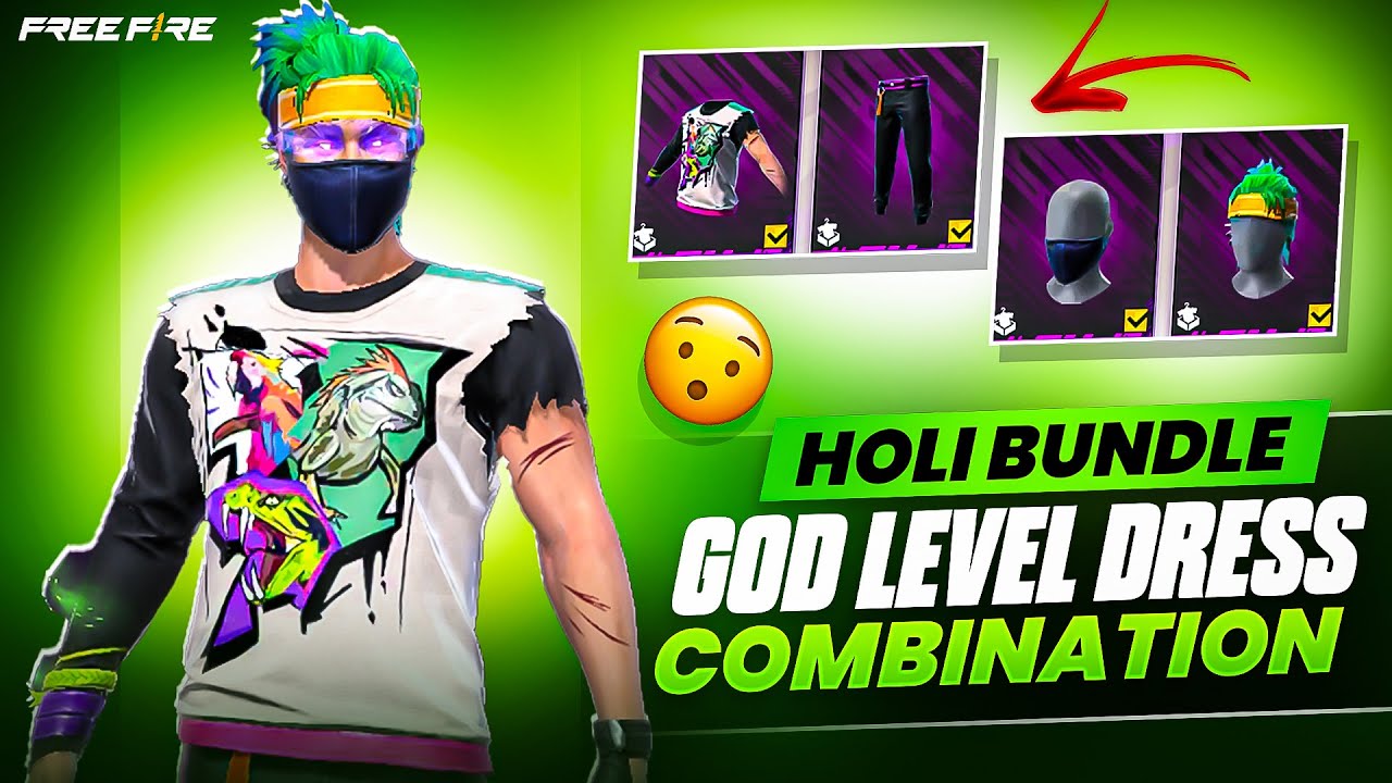FREE FIRE HOLI BUNDLE GOD LEVEL FREE DRESS COMBINATION || NO TOP UP DRESS UP || MAD HYPER GAMING