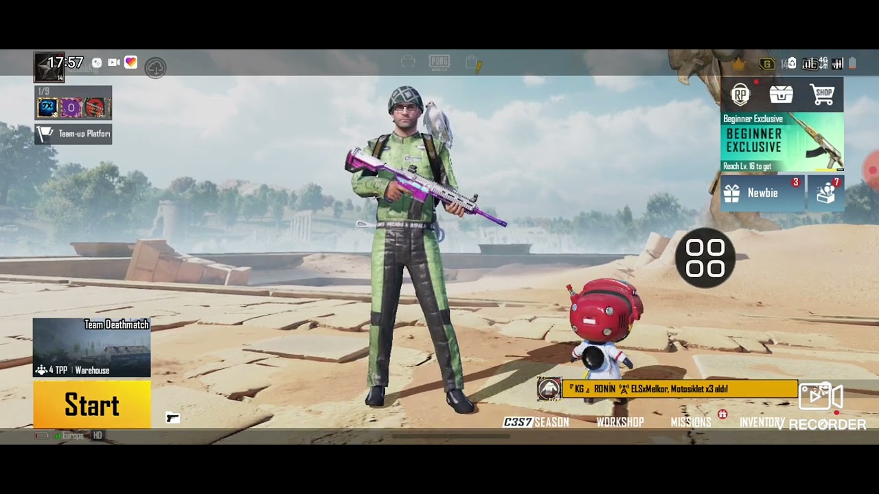 PUBG Mobile da Arena bo'limini ochish