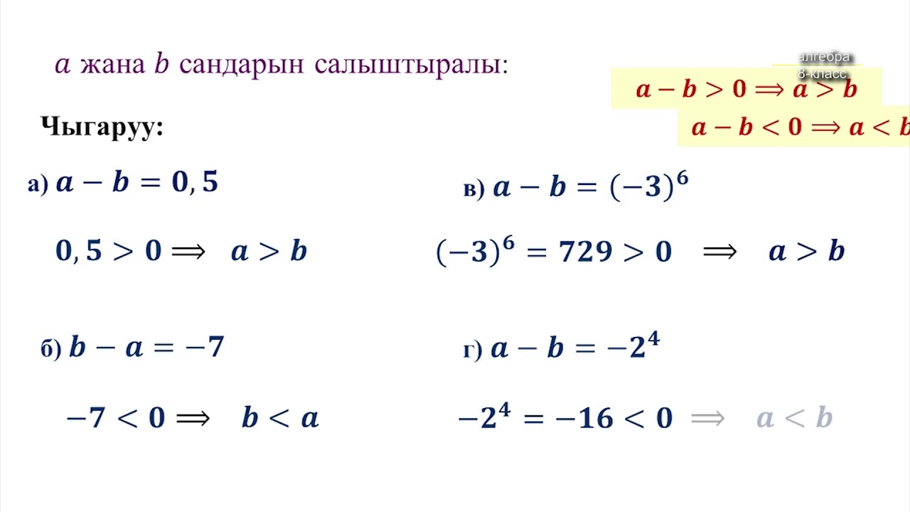 8-класс  | Алгебра | Сан барабарсыздыктары