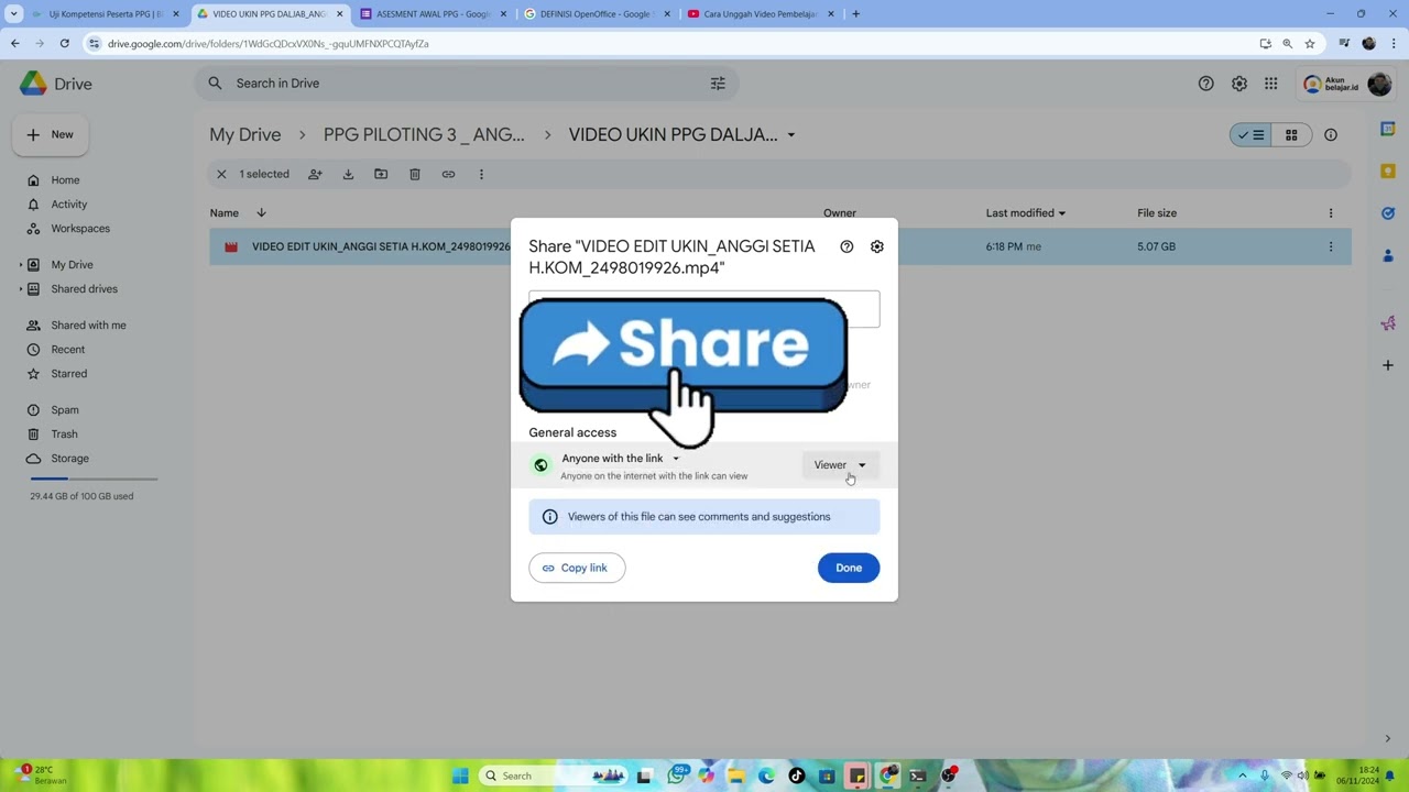 TUTORIAL SETING GOOGLE DRIVE VIDEO UKIN PPG MENGGUNAKAN BELAJAR ID