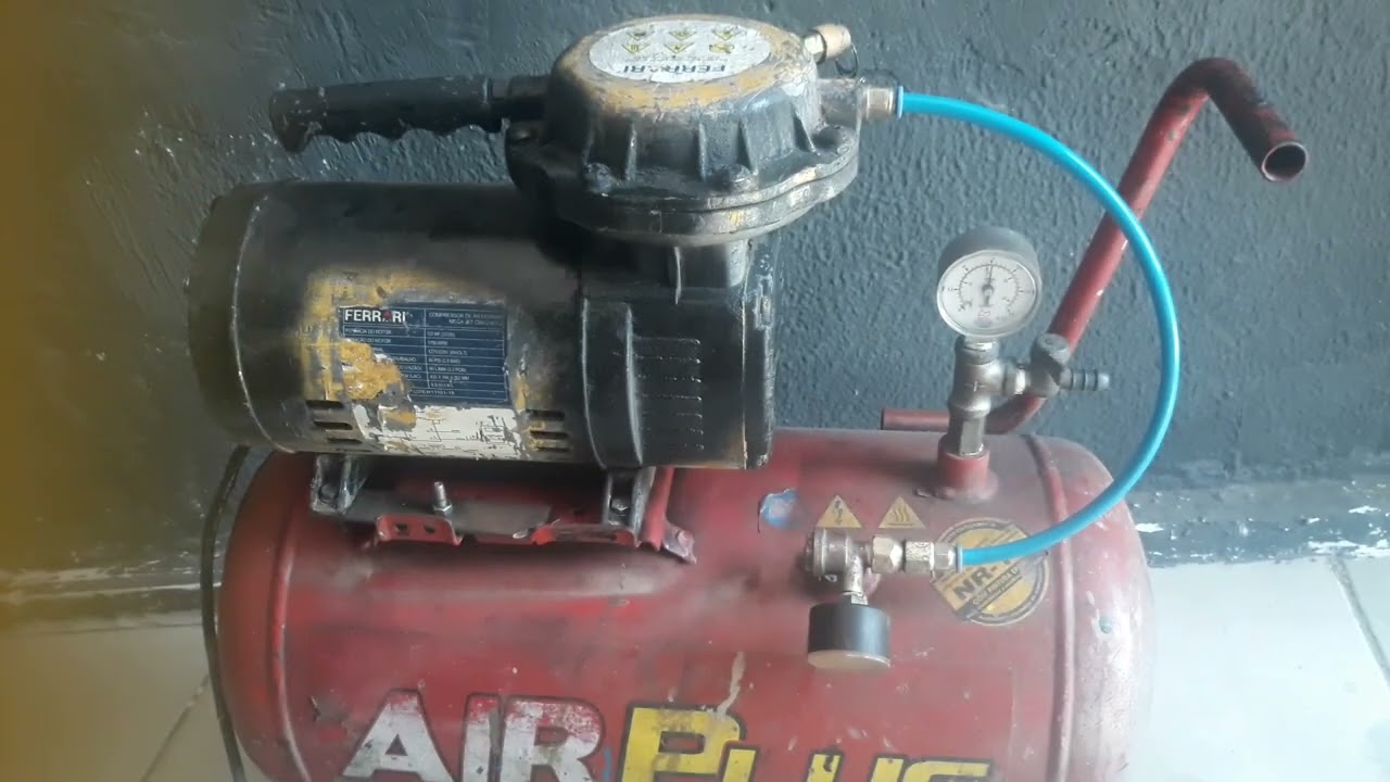 compressor de ar caseiro com tuf&atilde;o adaptado