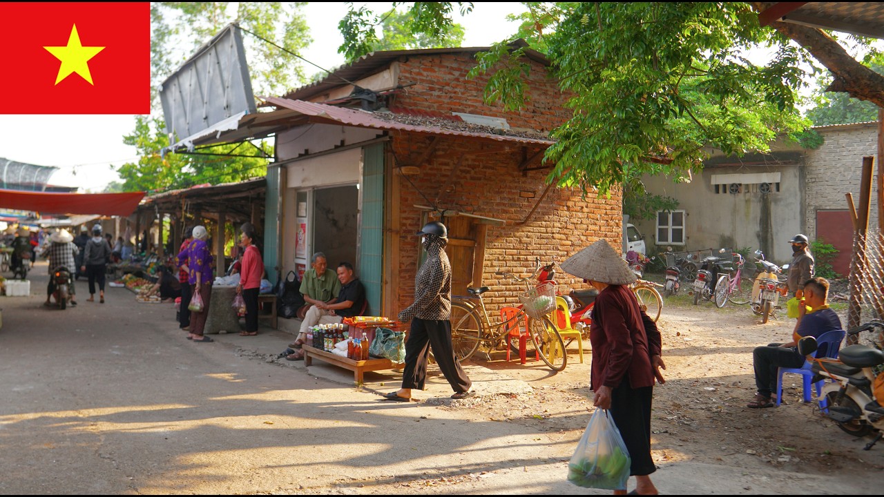 Утренняя прогулка по рынку Банг, Вьетнам | Настоящая местная жизнь и звуки природы