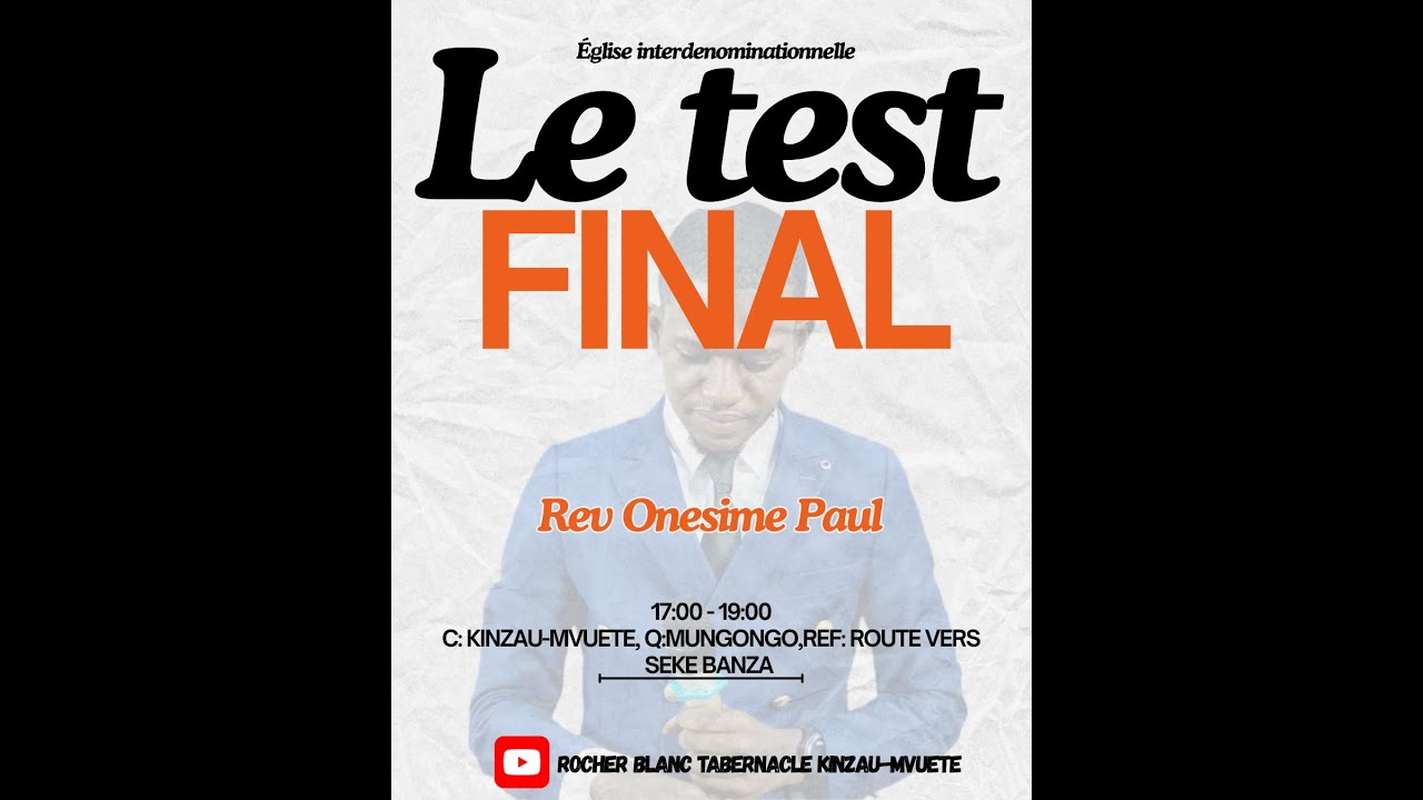 REV ONESIME PAUL / LE TEST FINAL VOL2 / CULTE DU VENDREDI 09 JANVIER 2026  #rdcongo