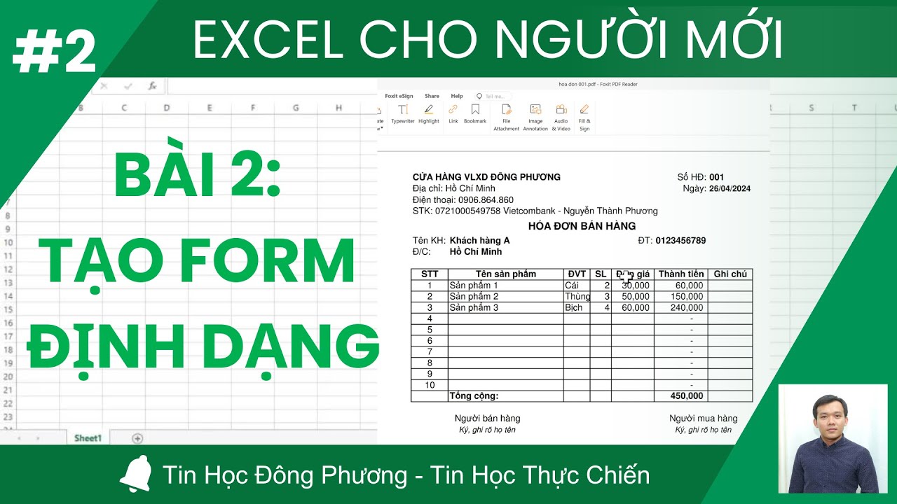 EXCEL CHO NGƯỜI MỚI | Bài 2: Tạo form Hóa đơn bán hàng và định dạng trong Excel