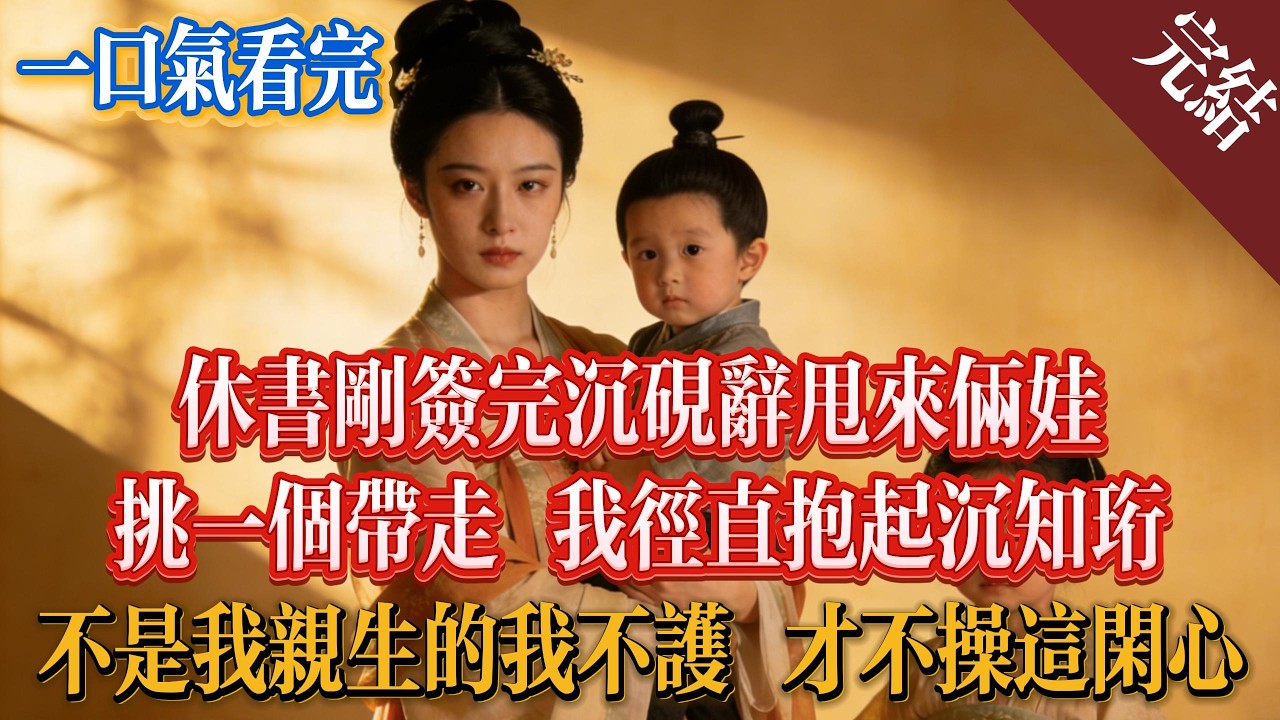 休書剛簽完，沈硯辭甩來倆娃：挑一個帶走。我徑直抱起沈知珩：不是我親生的我不護，才不操這閒心#小説 #一口氣看完 #爽文 #古言