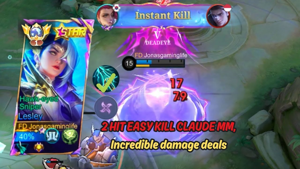 TOP 1 GLOBAL BUFFED LESLEY Get Instant Kill Deals with Claude(MUST WATCH!!!) #comeback #mlbbcomeback