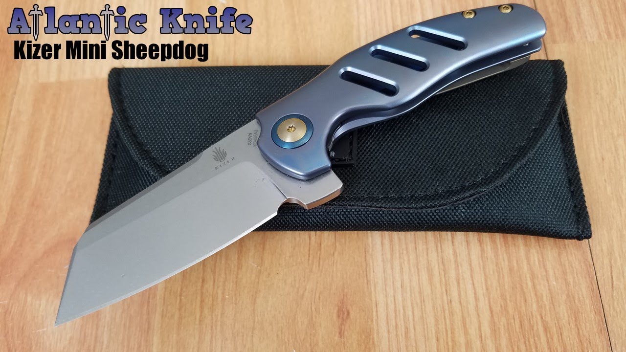 KIZER CUTLERY C01C MINI SHEEPDOG FRAMELOCK BLUE TITANIUM S35VN FOLDING KNIFE 3488A2
