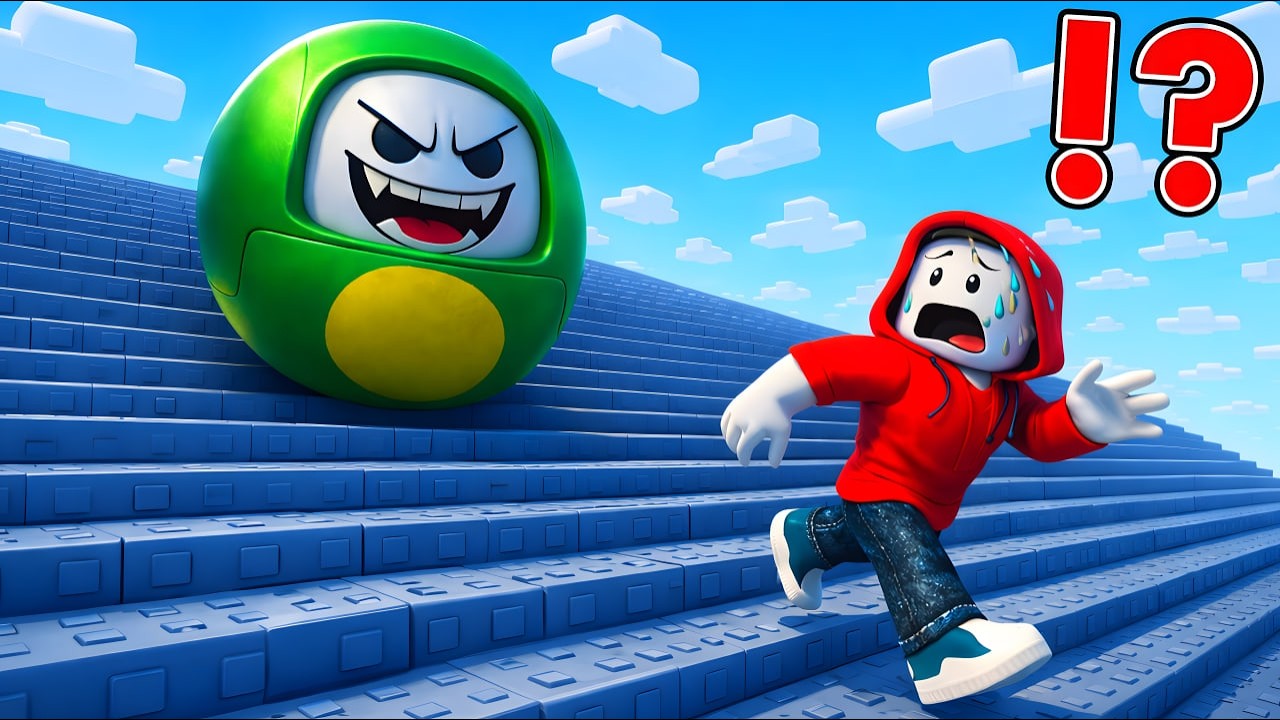 Mikey Became a Giant Ball to Crush JJ on the Killer Stairs !? (Maizen Roblox)