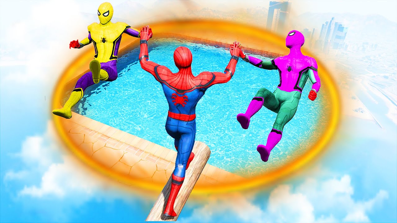 GTA 5 Rainbow Spiderman Jumping Into Portals (Ragdolls/Euphoria Physics) #10