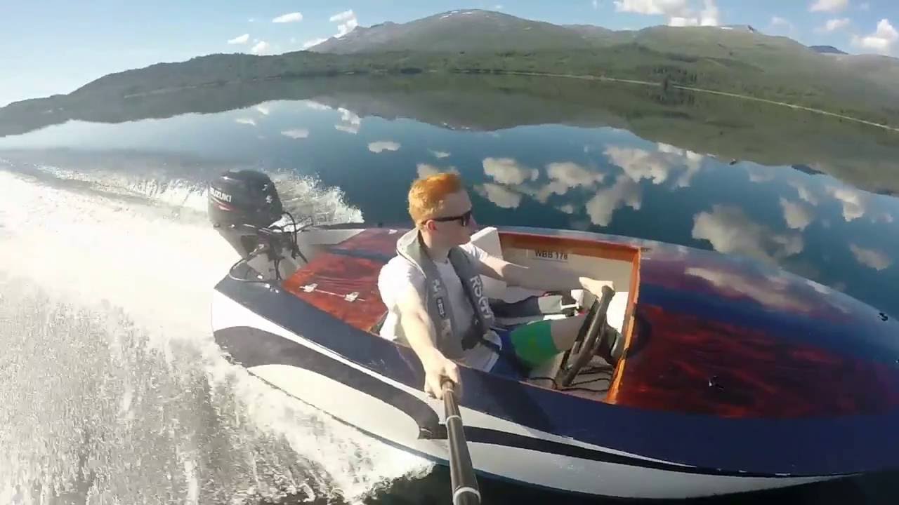 Glen-L Squirt runabout out on Norwegian lake and fjord