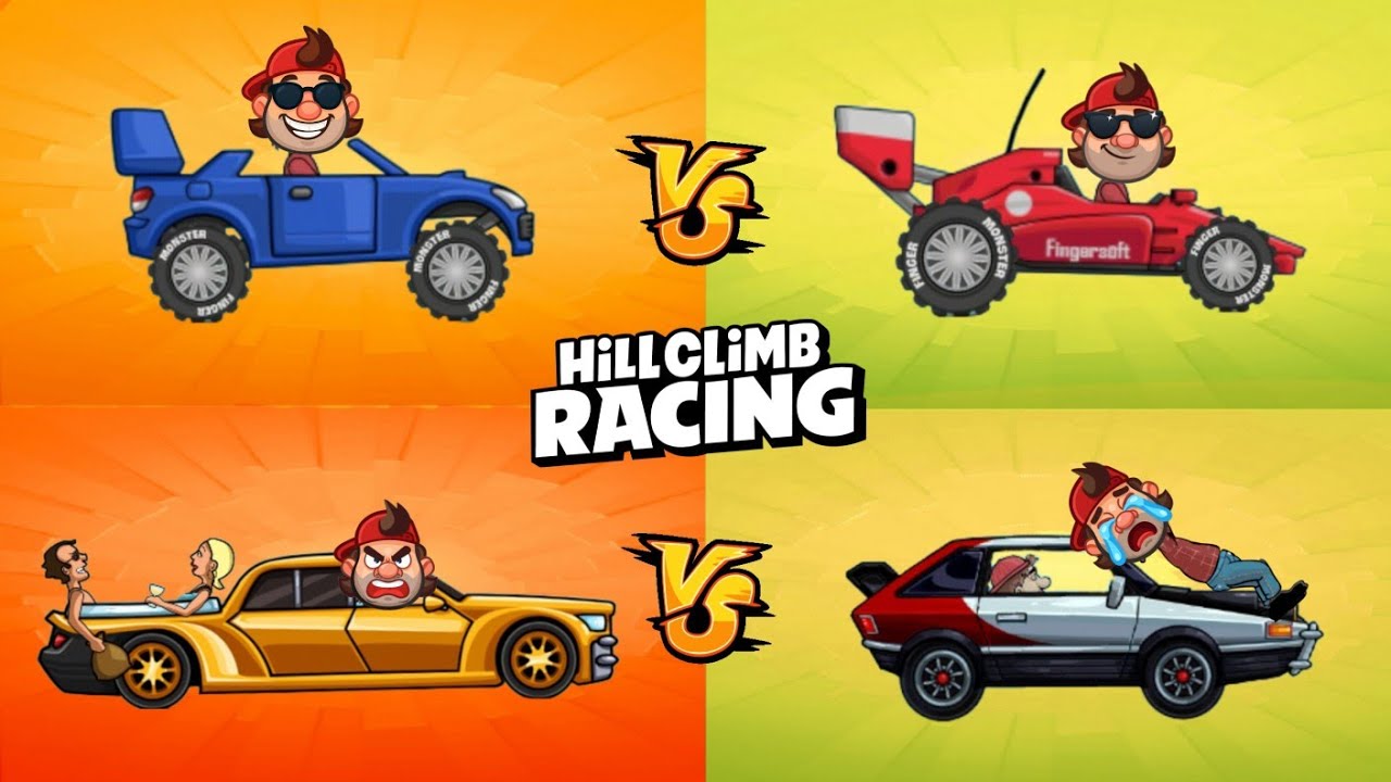Hill Climb Racing : RACE CAR vs RALLY CAR vs LUXURY CAR vs FAST CAR