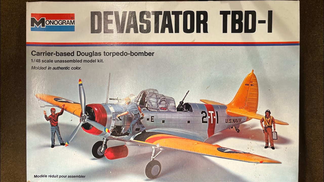Неделя середины пути! Обзор винтажной модели самолёта Monogram 1974 Douglas TBD-1 Devastator (рас...